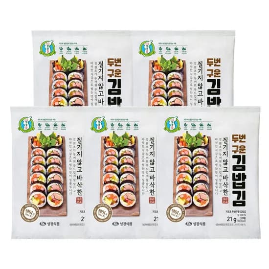 지도표 성경김 두번구운 김밥김 21g 5개