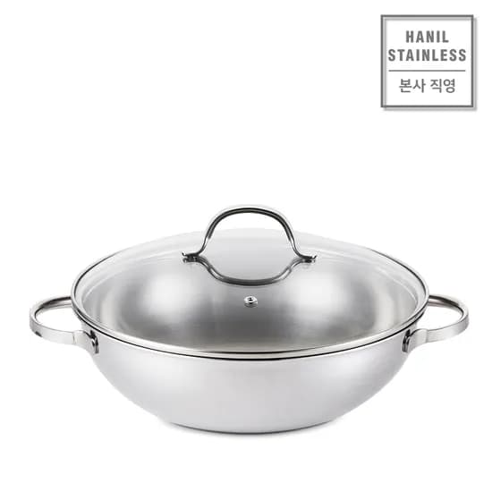 한일스텐레스 오딘 통3중 IH 인덕션 스텐냄비 파티웍 궁중전골 웍 양수 32cm