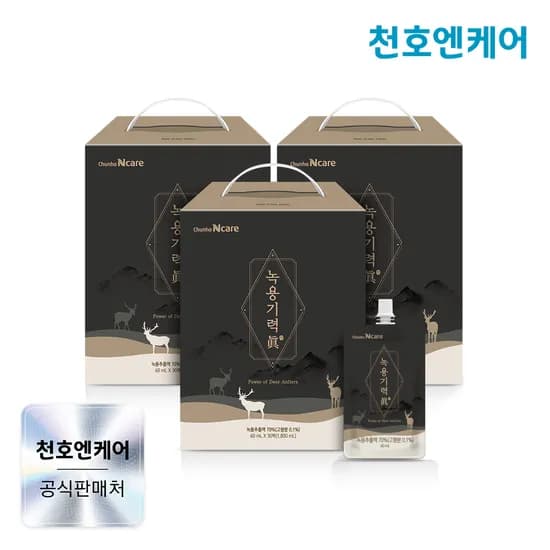천호엔케어 뉴질랜드 녹용 전지 통째로 배합 녹용기력진 30포, 3개