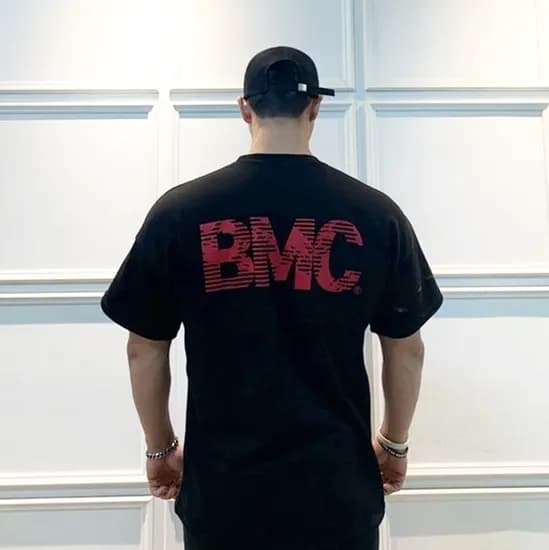 비스트모드 월드맵 헬스 오버핏 반팔 티셔츠 짐웨어 블랙레드 BSMD