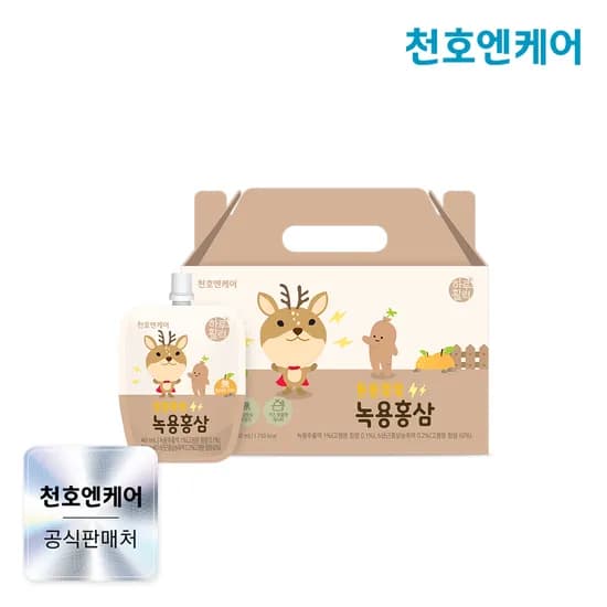 천호엔케어 녹용전지 6년근홍삼액 어린이 튼튼쑥쑥 녹용홍삼 40ml 30포