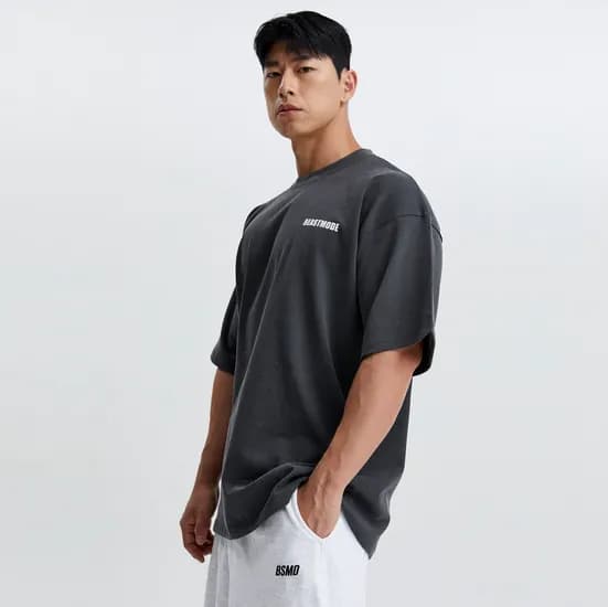 비스트모드 헤비코튼 피그먼트 헬스 오버핏 반팔 티셔츠 짐웨어 BSMD