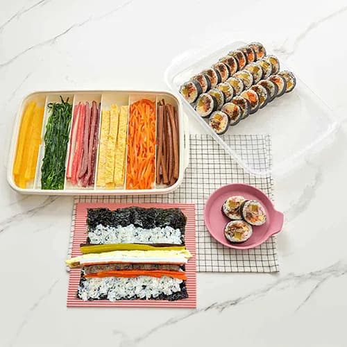 이지앤프리 김밥말이 김밥재료보관용기세트+파스텔접시 1P