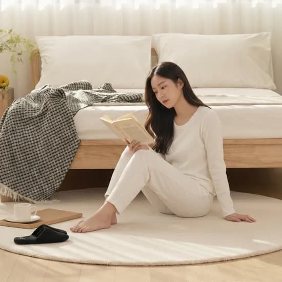 호이데코 도트롱 원형러그 먼지없는 워셔블 거실 카페트 95cm
