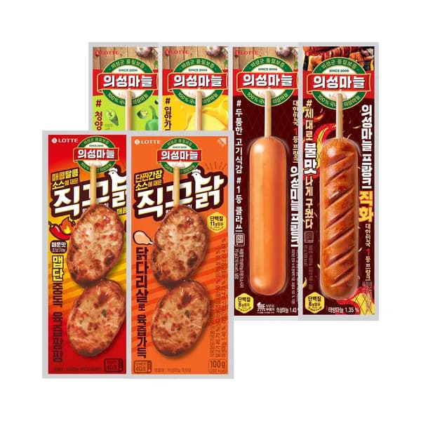 의성마늘프랑크 70g 외 프랑크/직꾸닭 6종 15개+15개