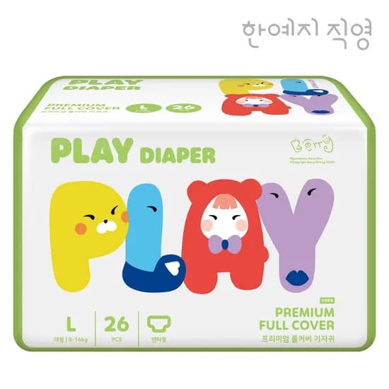 플레이 오리지널 원피스 팬티 기저귀 대형 9~14kg 4단계 26입 4팩
