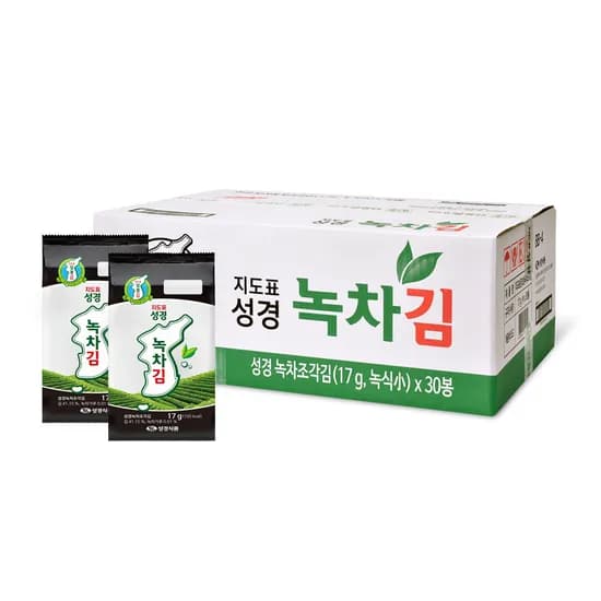 지도표 성경김 녹차 식탁김 재래 조미 도시락김 17g 30개