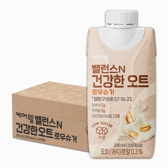 케어웰 밸런스N 건강한 오트 로우슈거 식사대용 균형 영양식 환자 유동식 200ml 18개