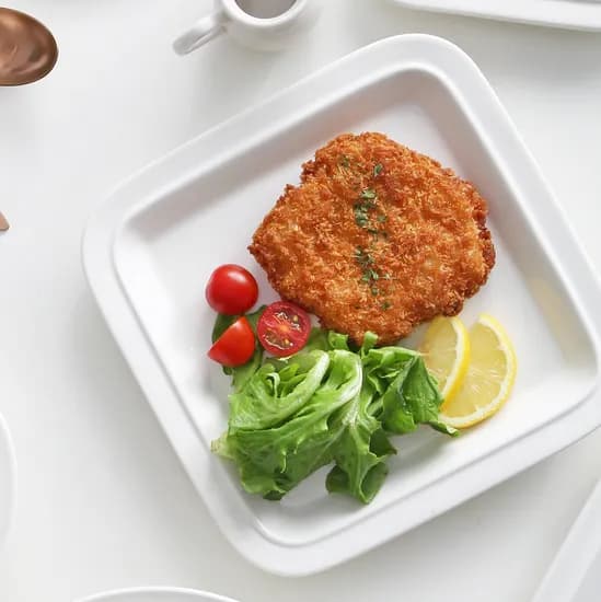 시라쿠스 메이플 빈티지 레트로 카페 브런치 플레이트 정사각접시 22cm, 화이트