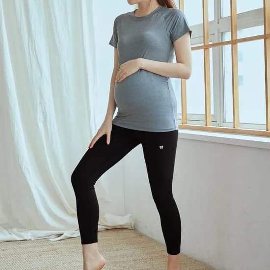 블룸마터니티 슬림핏 임산부레깅스 만삭 필라테스 요가바지 임부복 사계절 블랙 S