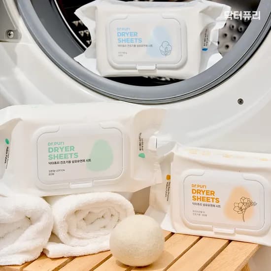 닥터퓨리 건조기시트 섬유유연제 80매 2입 알러젠프리 드라이시트 정전기방지 필터먼지제거