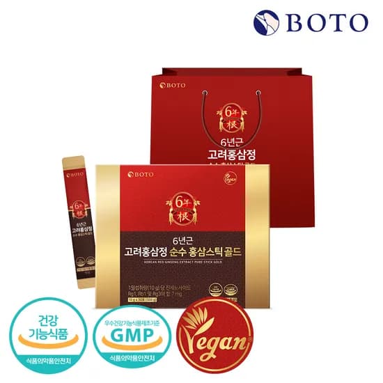 보뚜 6년근 고려홍삼정 순수 홍삼 스틱 골드 10g 30포 1개