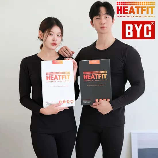 BYC 히트핏 여성내복 성인 여자 기모 발열 내의 히트택 상의 하의 세트 겨울 방한 보온