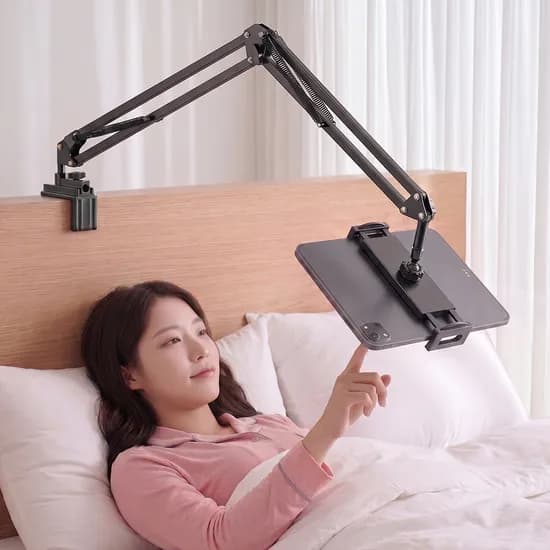 뷰씨 태블릿 거치대 아이패드 갤럭시탭 자바라 책상 침대 고정형