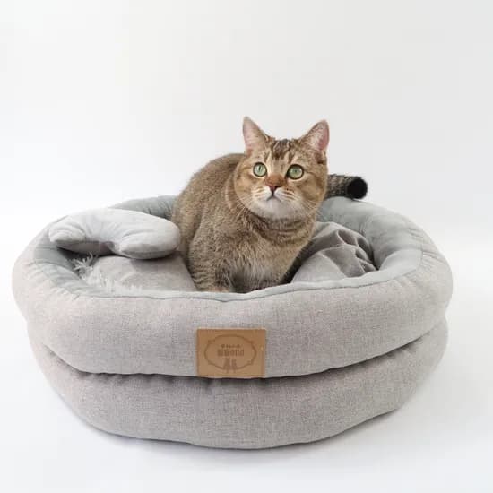 강아지 고양이 마약방석 사계절 숨숨집 쿠션 원형 그레이, L