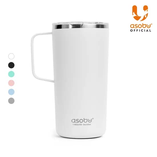 아소부 스텐 세라믹 진공 보온보냉 타워 머그컵 600ml, 화이트