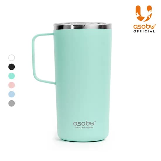 아소부 스텐 세라믹 진공 보온보냉 타워 머그컵 600ml, 민트
