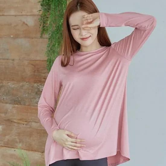 블룸마터니티 롱슬리브 긴팔 임산부운동복 필라테스 요가티셔츠 피치기모
