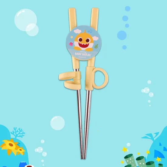 아기상어 유아 젓가락 교정 젓가락 왼손 연습용 스텐 1단계 2단계 3단계