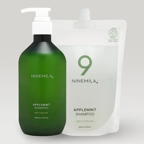 나인밀라 애플민트 지성두피용 탈모샴푸 본품 레몬향, 500ml + 500ml(리필), 1개