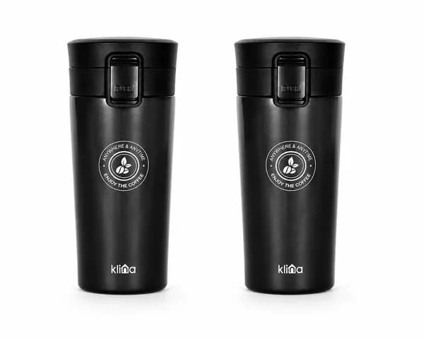 클리나 카페홀릭 보온보냉 스텐 원터치 텀블러 350ml 블랙 2개
