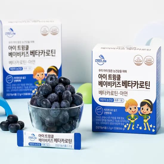 데이라이프 아이 초등학생 눈건강 눈영양제 트윙클 베이비 키즈 베타카로틴 33포 4개