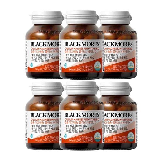 블랙모어스 칼슘 마그네슘 비타민D 칼마디 60 x 6병