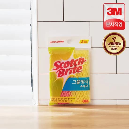 3M 스카치브라이트 그물망사 수세미 2개입, 1개