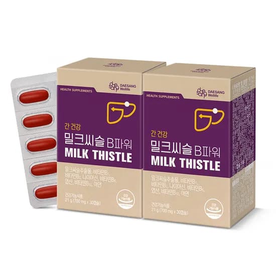 웰라이프 밀크씨슬 B파워 (700mg) 실리마린 간건강 영양보충용제품 30캡슐, 2개