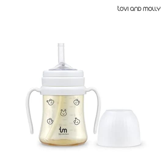돗바니 화이트 PPSU 아기 유아 어린이집 빨대컵 180ml