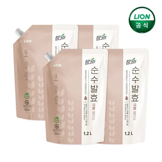 참그린 순수발효 곡물 1.2L x 4개 주방세제 식물성