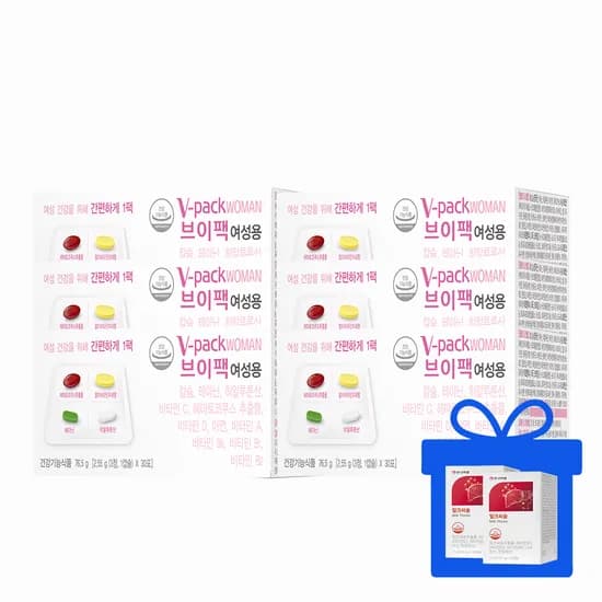 안국약품 브이팩 여성용+ 올인원 멀티팩 종합비타민 히알루론산 30포, 6개