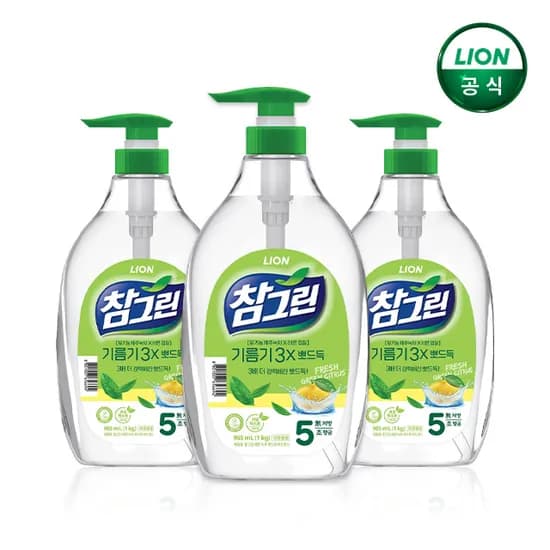 참그린 기름기뽀드득 주방세제 1kg 본품 3개