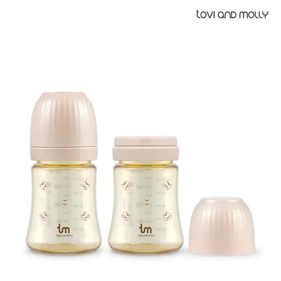 토비앤몰리 X 돗투돗 PPSU 아기 배앓이 방지 젖병 180ml 돗람이 핑크 2개