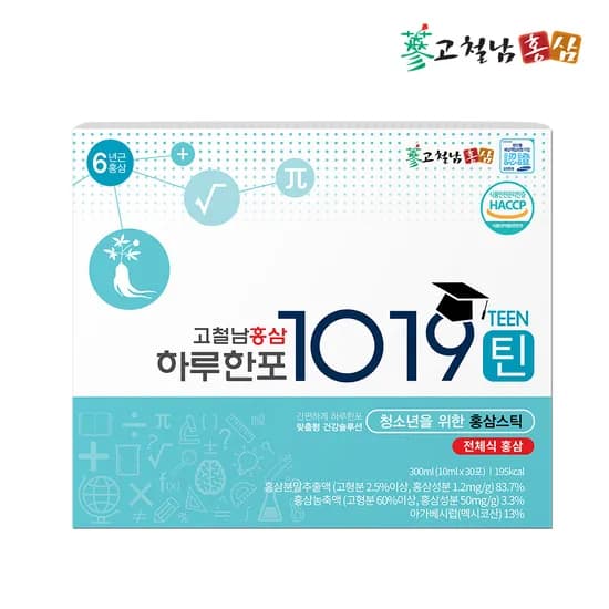 전체식 청소년 홍삼 스틱 하루한포 1019틴 6년근 수험생 학생 30포, 1개