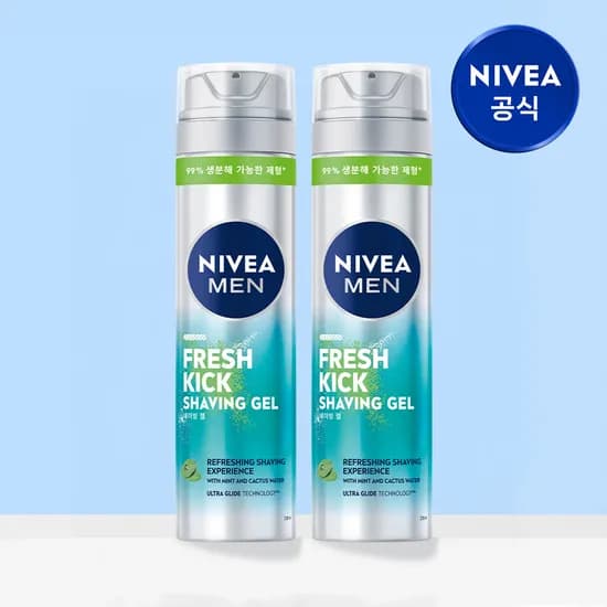 니베아 맨 프레시 킥 쉐이빙 젤 면도젤 200ml 2개