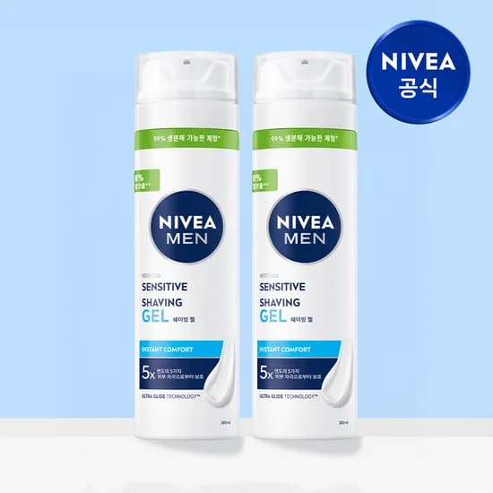 니베아 맨 센서티브 쉐이빙 젤 면도젤 200ml 2개