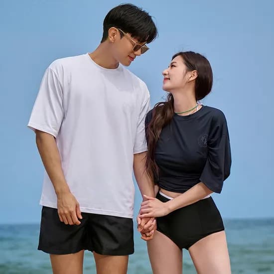 위크나인 남여공용 루즈핏 반팔 래쉬가드 데이즈 민트