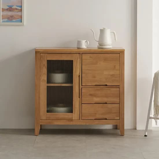 홀튼 원목 주방수납장 홈카페수납장 홈카페장 커피머신선반 그릇장 830x400x800mm 3단 네추럴