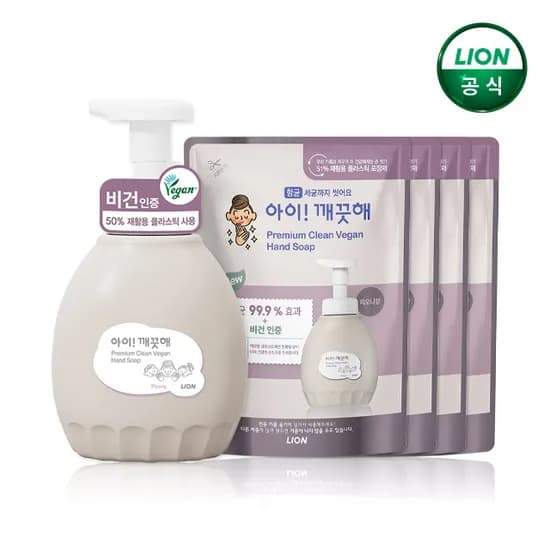 아이깨끗해 프리미엄 클린비건 450ml 용기x1개+400ml 리필x4개