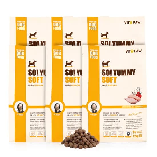 비타파우 강아지 전연령 높은 기호성 노견 쏘야미 소프트 반습식 사료 치킨+크릴, 1.2kg, 6개