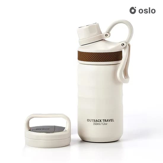 오슬로 아웃백 트래블 스텐 손잡이 보온 보냉 텀블러 350ml, 아이보리