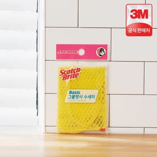 3M 스카치브라이트 베이직 그물망사 수세미 1개입, 5개