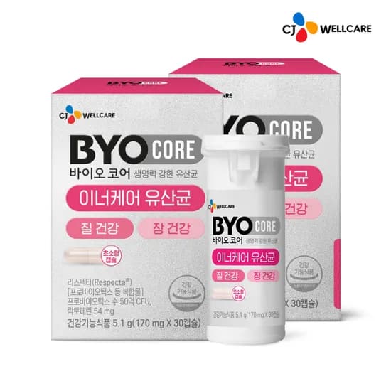 CJ 바이오코어 질 건강 이너케어 유산균 리스펙타 기능성 여성 건강 30캡슐, 2개