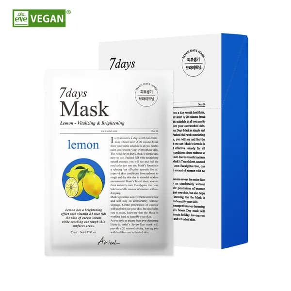 아리얼 세븐데이즈 마스크팩 레몬 10매 1개 8,400원