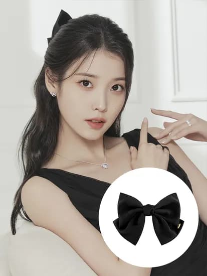 제이에스티나 LALA J 새틴 리본 헤어핀 블랙
