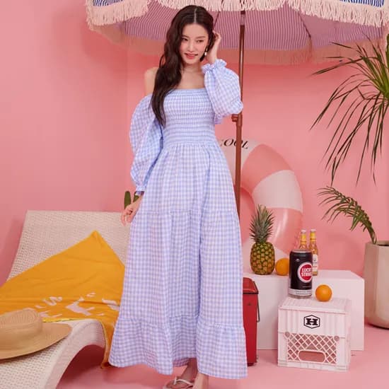 위크나인 원피스 여름 데일리 바캉스 룩 휴양지 롱 비치 드레스 메리캉캉