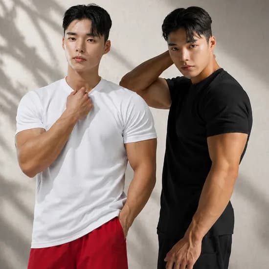 1+1 블랙몬스터핏 허니컴 쿨티셔츠 남자 반팔티 상의 기능성 헬스 운동 러닝 머슬핏