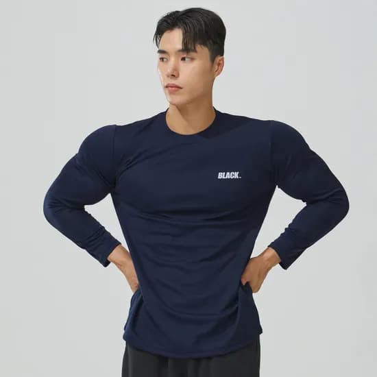 1+1 블랙몬스터핏 BLACK 긴팔 기능성 티셔츠 운동복 헬스 남성 짐웨어