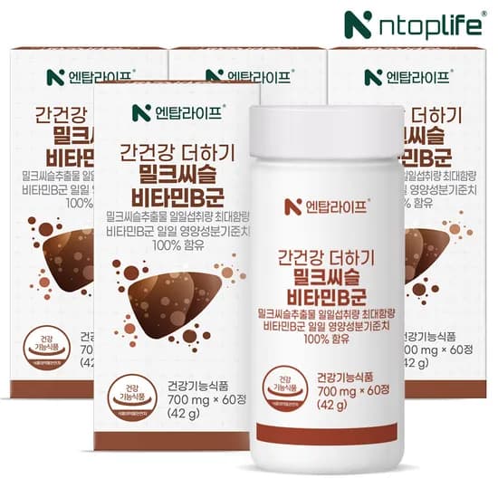 엔탑라이프 간건강 더하기 밀크씨슬 비타민B군 60정 4개